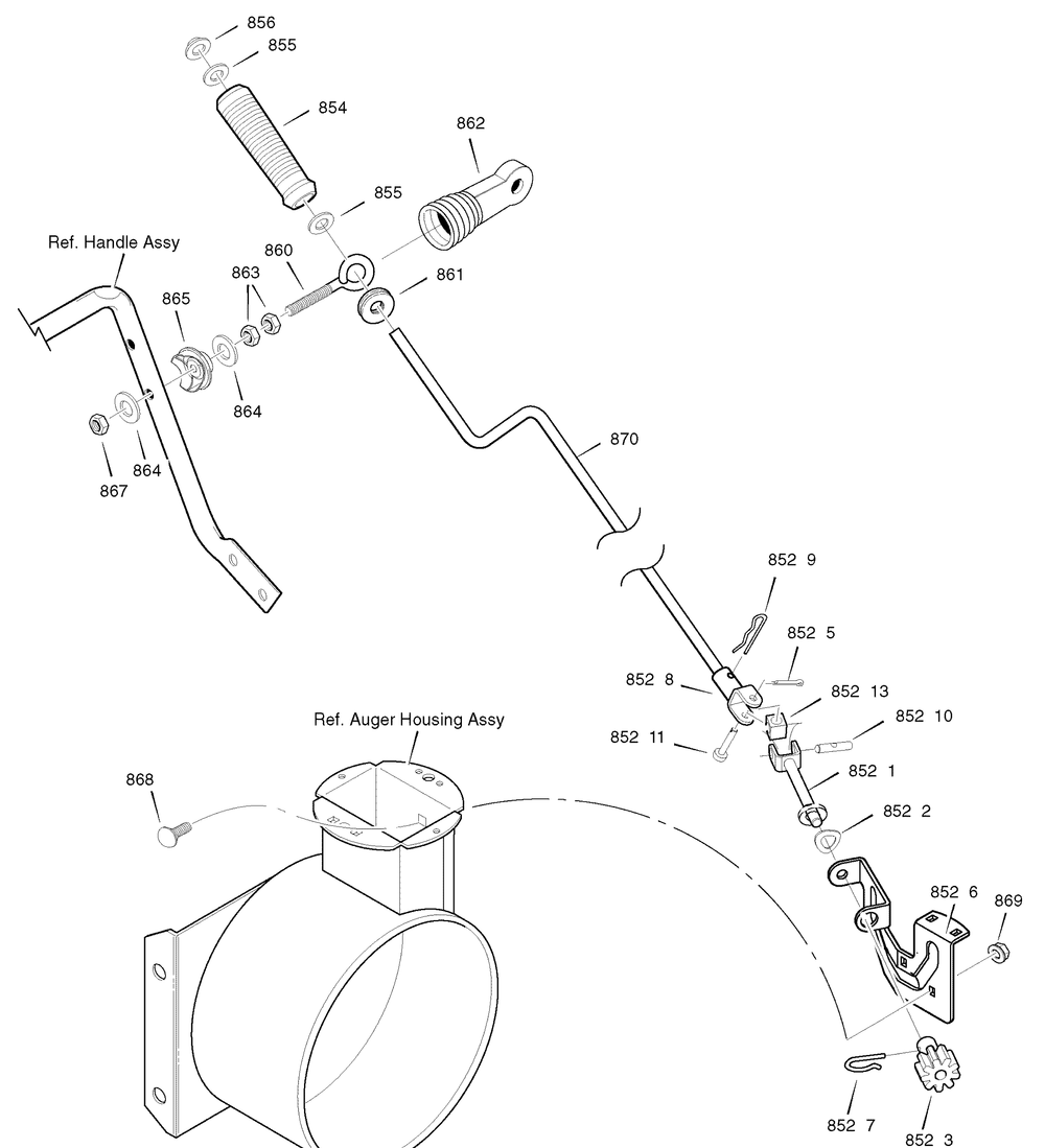 Chute Rod Diagram and Parts List for 627859X43B 2004 Briggs and Stratton Snow Blower